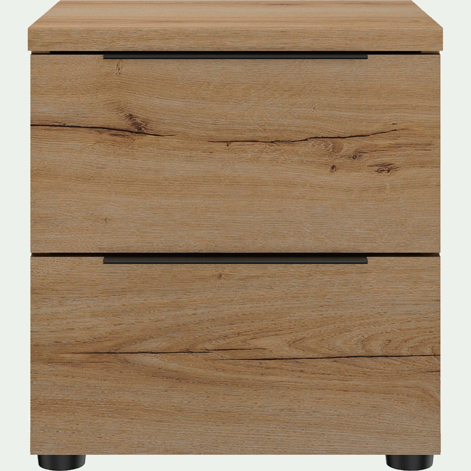 LUCIAN - Table de chevet en bois 2 tiroirs L40xl36xH43cm- bois clair