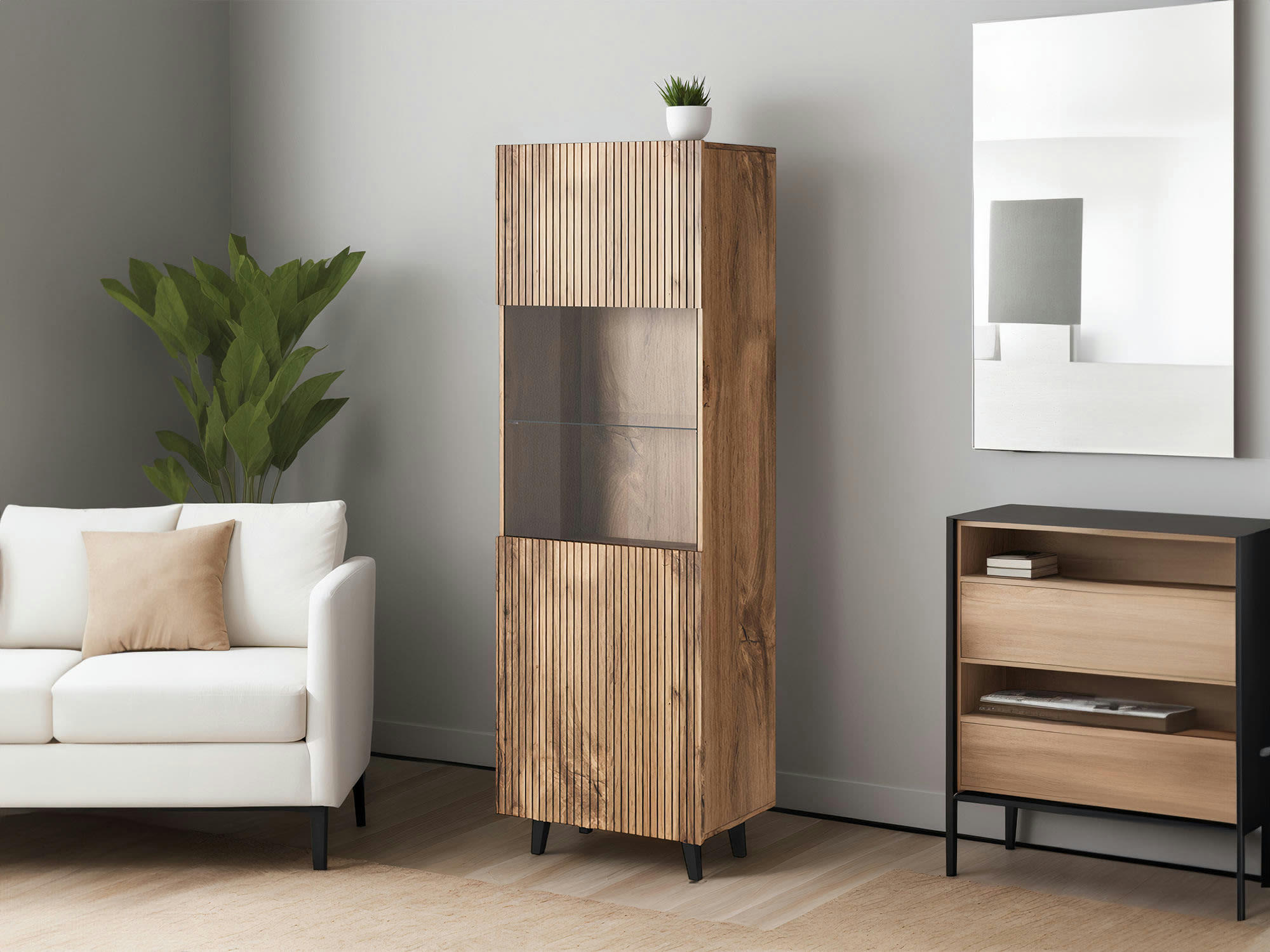 COME - Vitrine style contemporain 60 cm bois