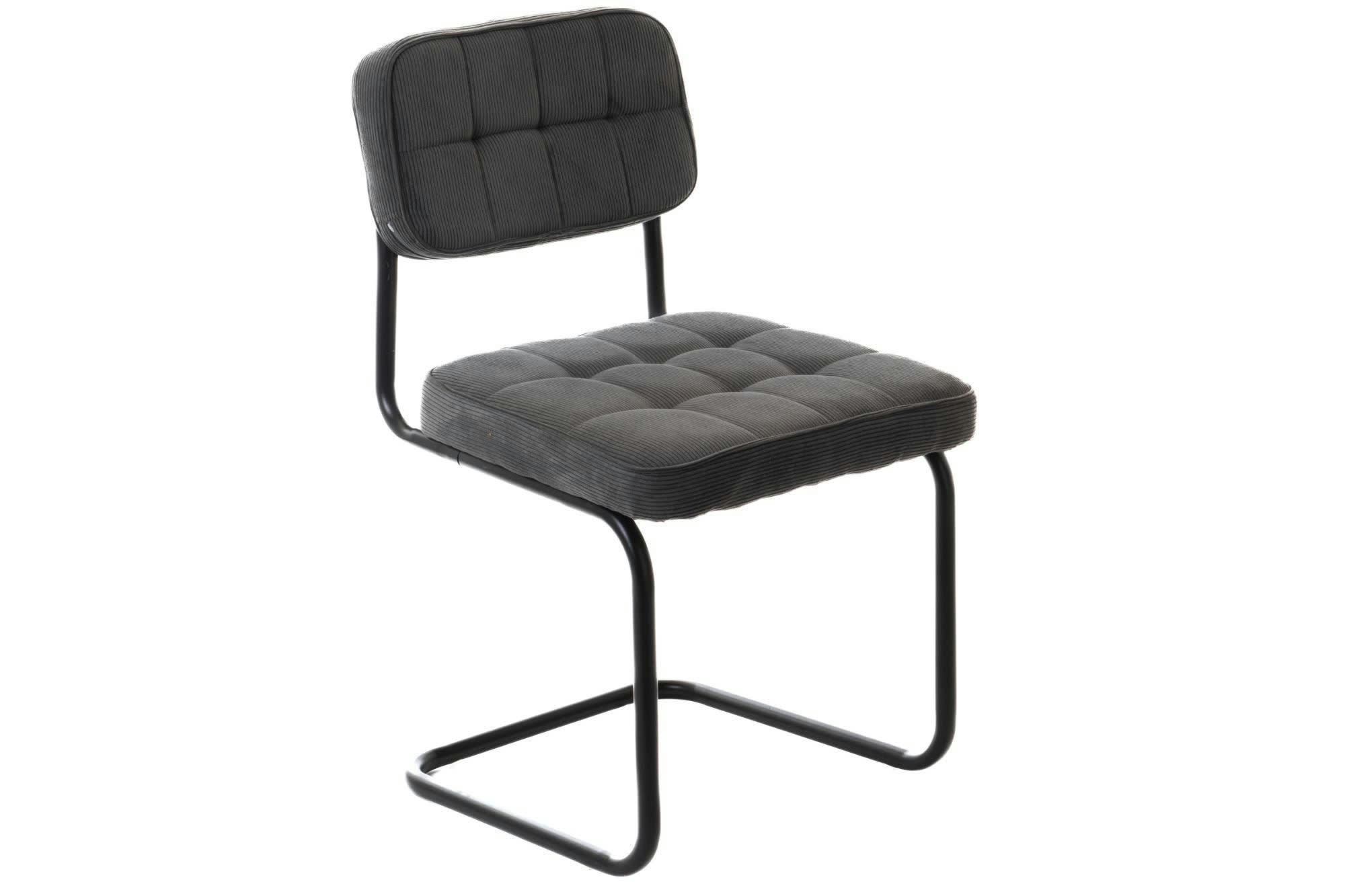 AMELIE - Lot de 4 chaise de salle à manger pied luge noir en velours côtelé