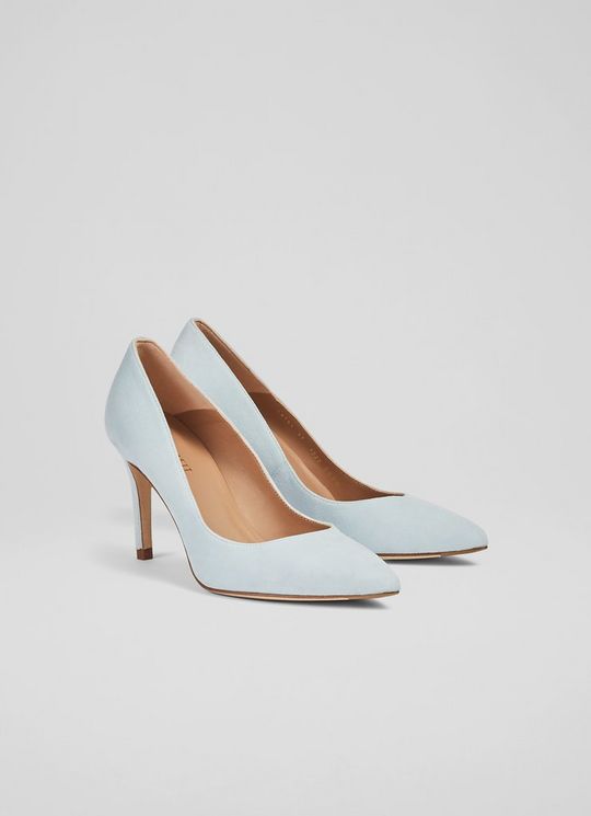 Classic Floret Sea Green Suede Pointed Toe Courts