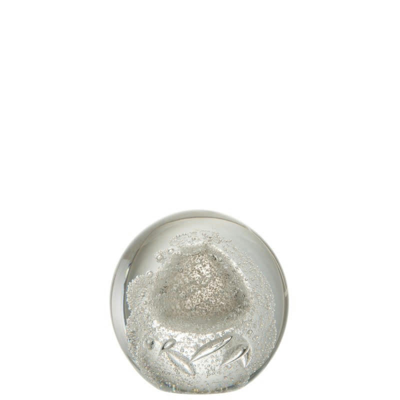 BULLES - Presse papier verre argent H11,5cm