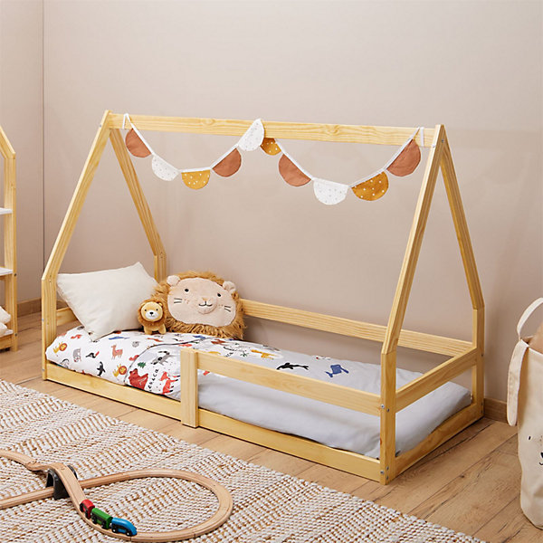 Lit cabane TAMI 70 x 140 cm, en pin massif naturel
