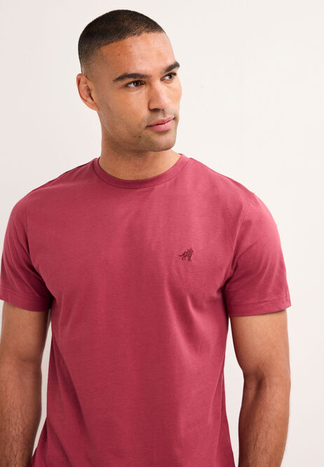 Mens Pink Plain Cotton T-Shirt