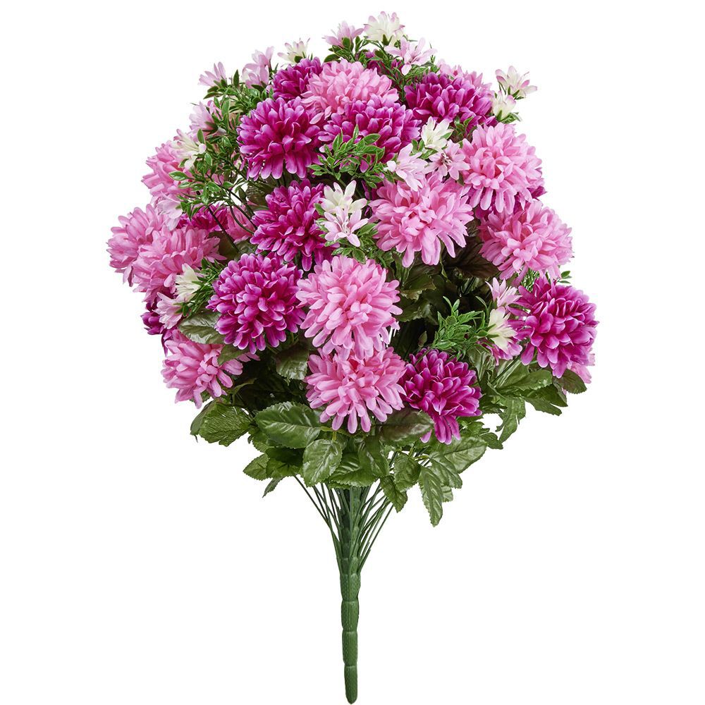 Piquet chrysanthème rose bouquet fleur artificielle Ø38xH60cm