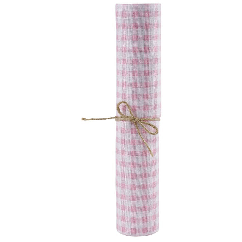 Chemin de table à carreaux rose ou bleu polycoton L300x28cm