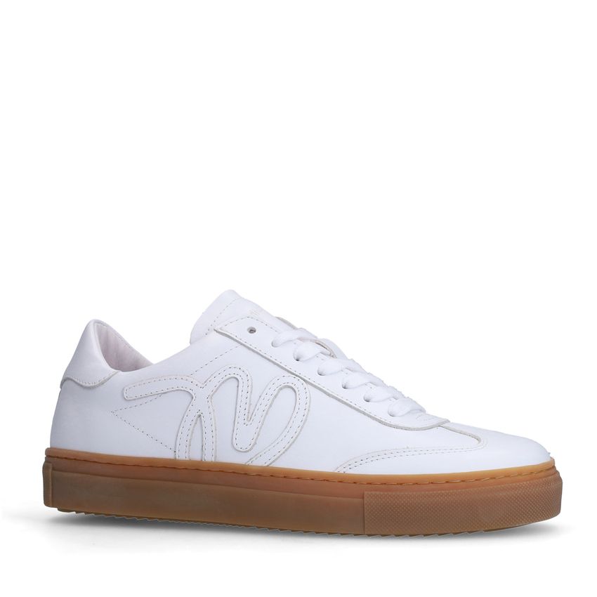 Manfield Witte leren sneakers