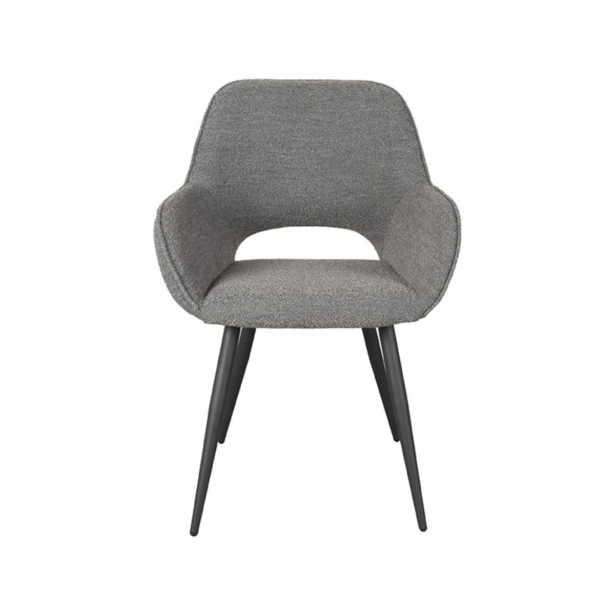 LABEL51 Eetkamerstoel Fer - Grijs Bouclé - Zithoogte 48cm - Set van 2