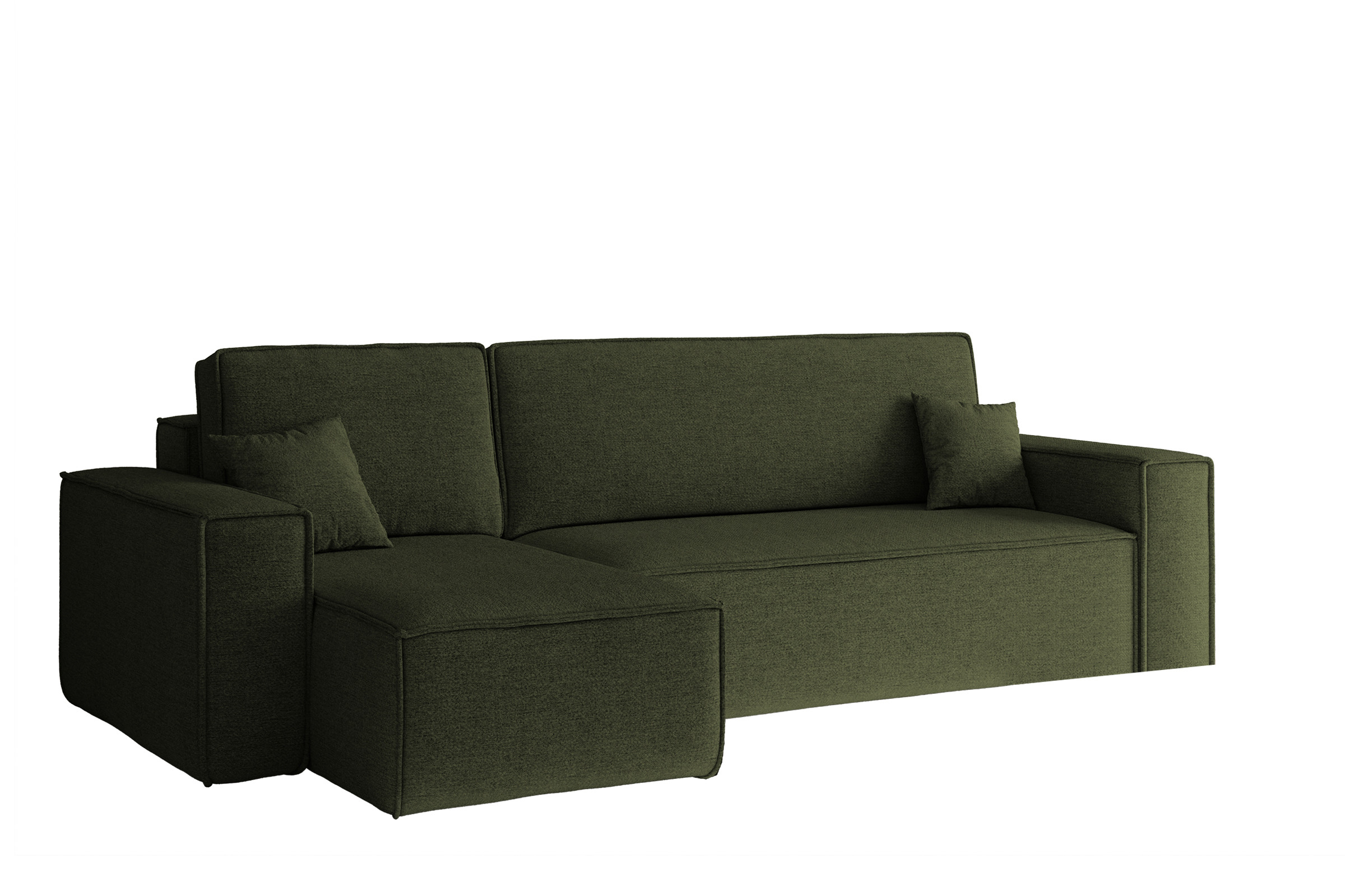Sofa w kształcie L BEST narożnik tkanina Neve, Oliwkowy Lewostronny