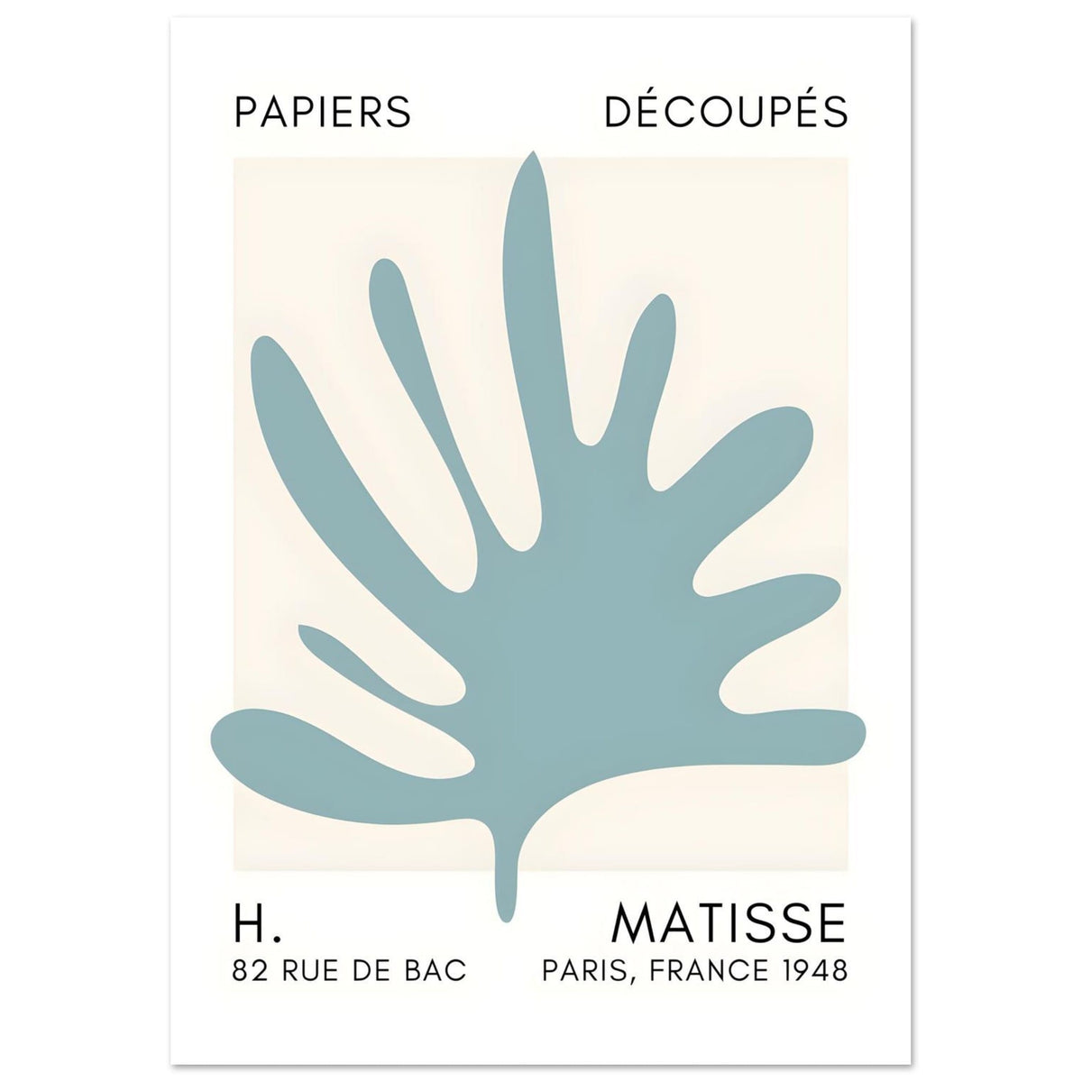 Artfulprints Poster Matisse – Coral drift turquoise  - A4 21x29.7 cm - Turquoise