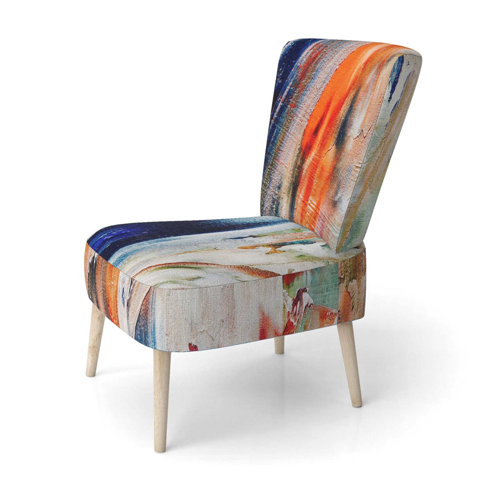 Designart Colorful Abstract Painting Strokes II Upholstered Modern Accent Chair and Arm Chair
