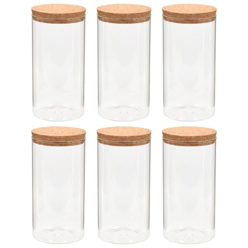 NNEVL Storage Glass Jars with Cork Lid 6 pcs 1100 ml