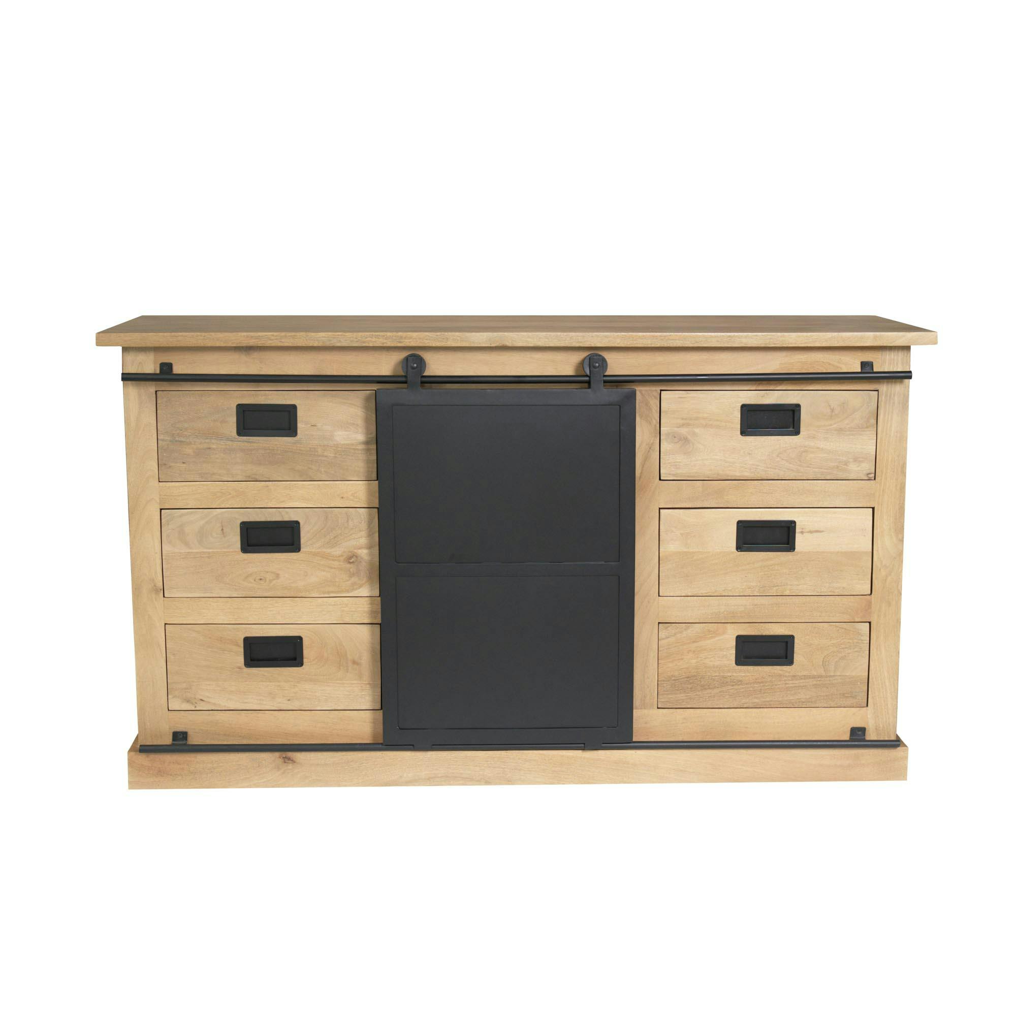 Buffet bois métal style atelier à portes coulissantes 160 cm CAMDEN
