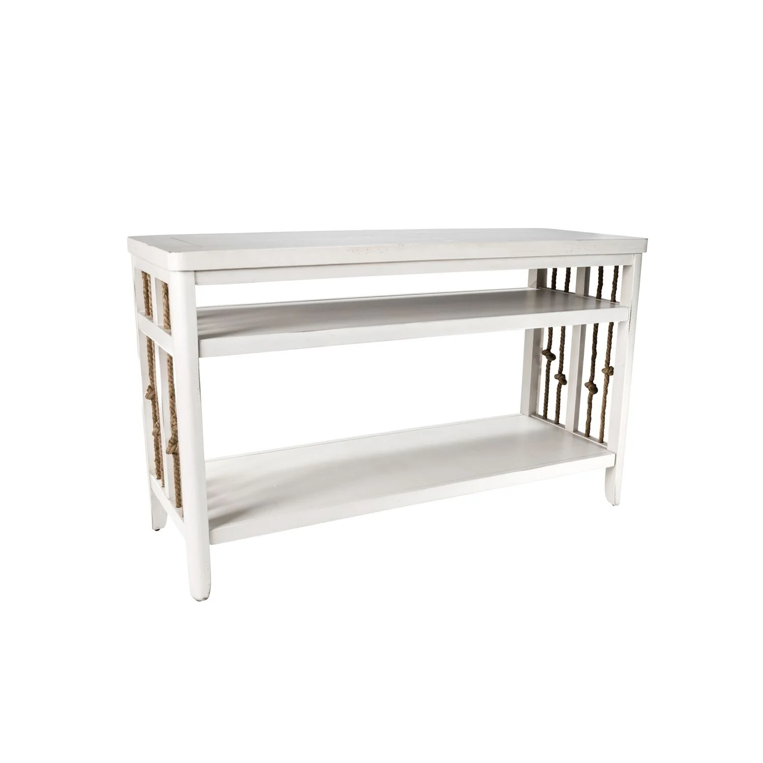 Dockside White Sofa Table with Rope Accents