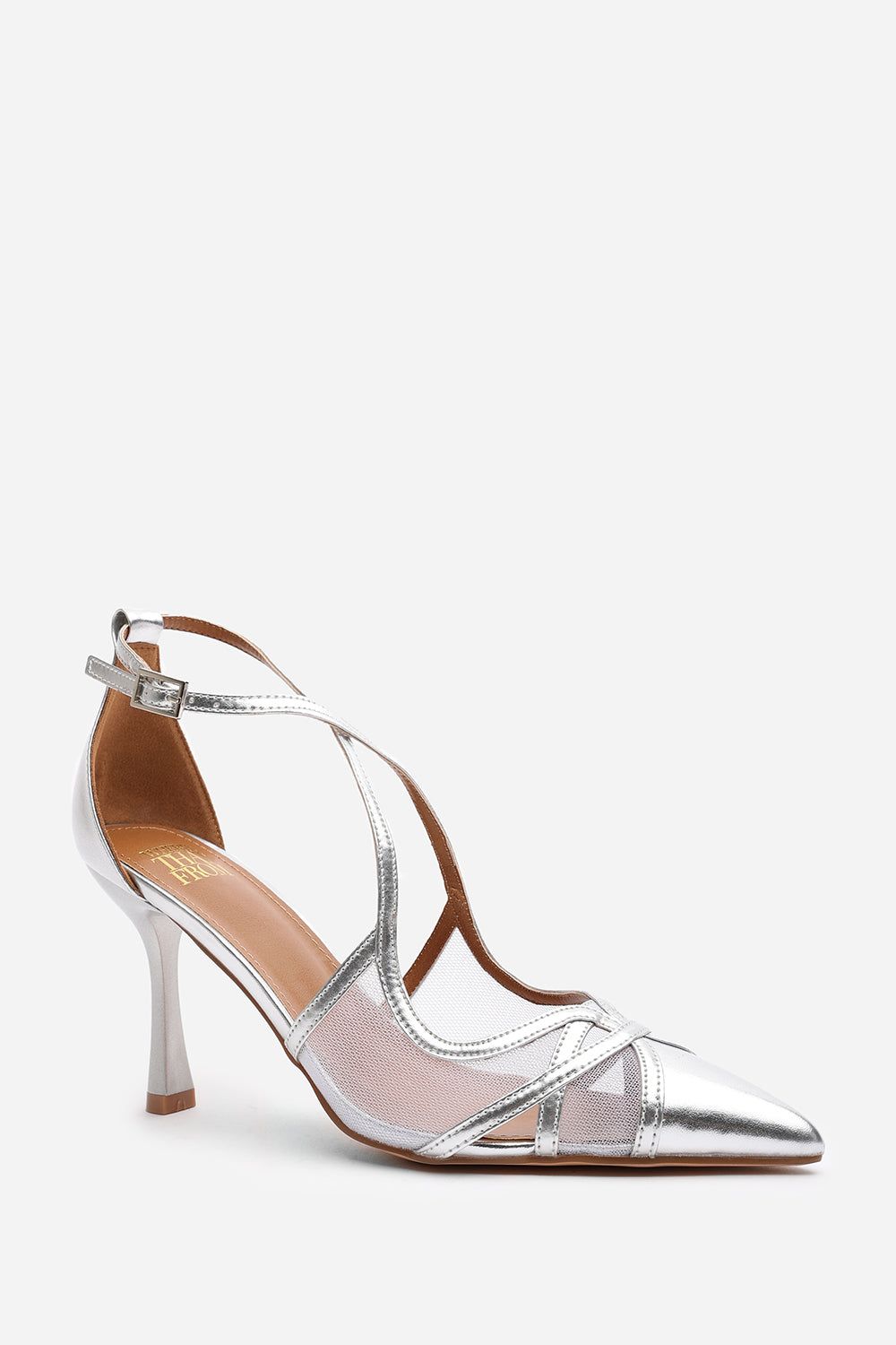 Where's That From Kiara' Strappy Pointed Toe High Mesh Heels