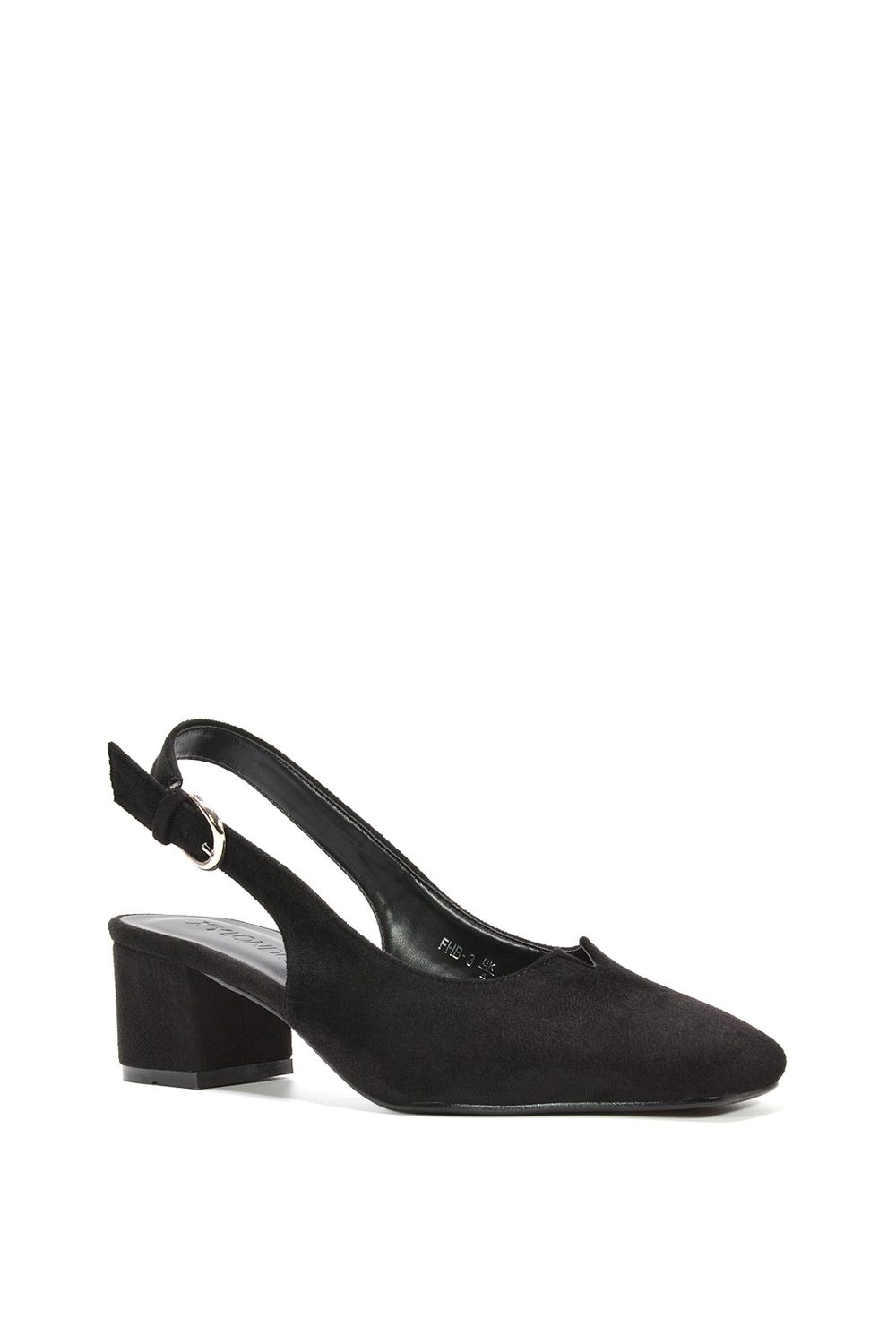 XY London Elowen' Square Toe Low Mid Block Heel Slingback Court Shoes