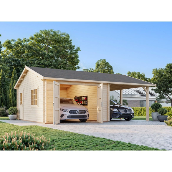Garage »Roger«, Aufstellmaße BxTxH: 703 x 619 x 316 cm, Blockbohlensystem, Holz