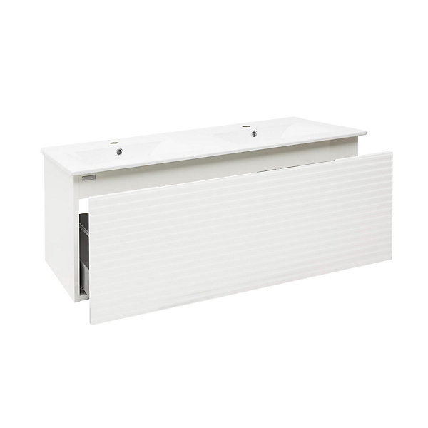 Meuble de salle de bain avec lavabo Naturel Savona 118x43x44,8 cm blanc brillant (SAVONA120BI)