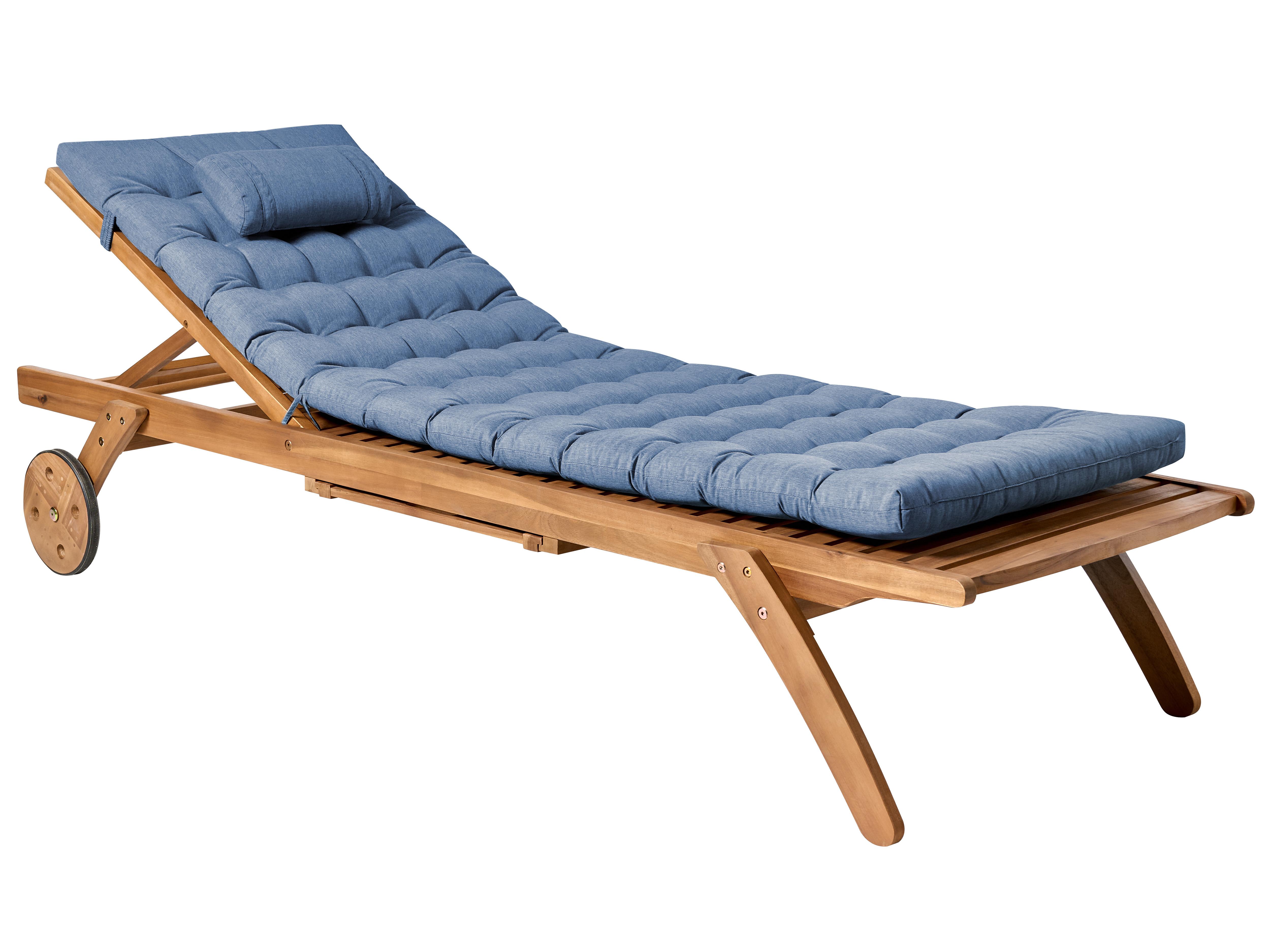 Sun Lounger Pad Cushion CESANA PREMIUM 192 x 56 cm Blue