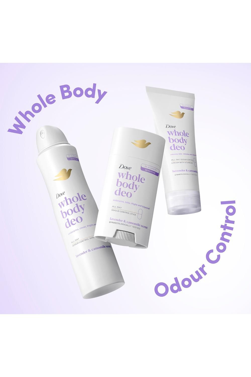 Dove Whole Body Protection Deodorant Cream Lavender & Camomile 75ml, 6 pk