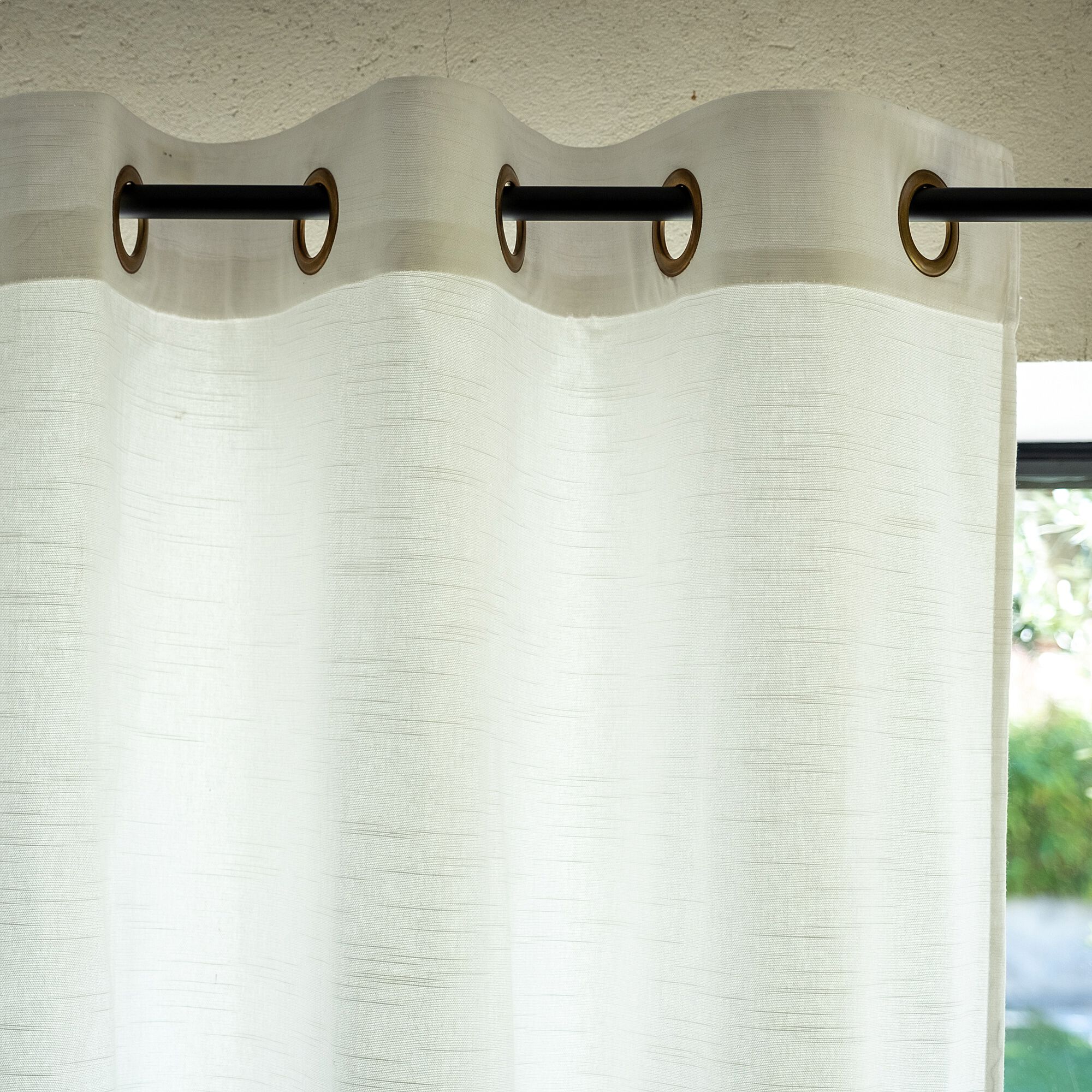Medine - Rideau à œillets en coton brodé 140x250cm - blanc