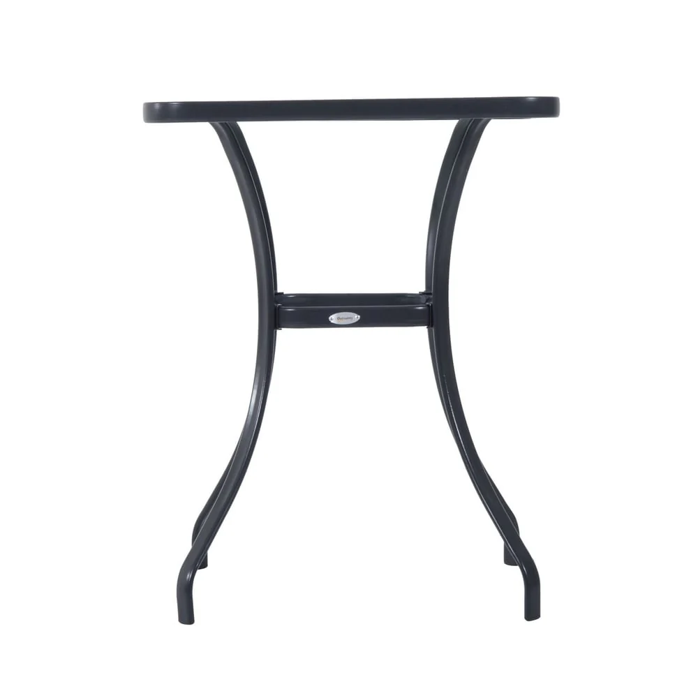 Outsunny 34 Outdoor Glass Top Bistro Table - Black