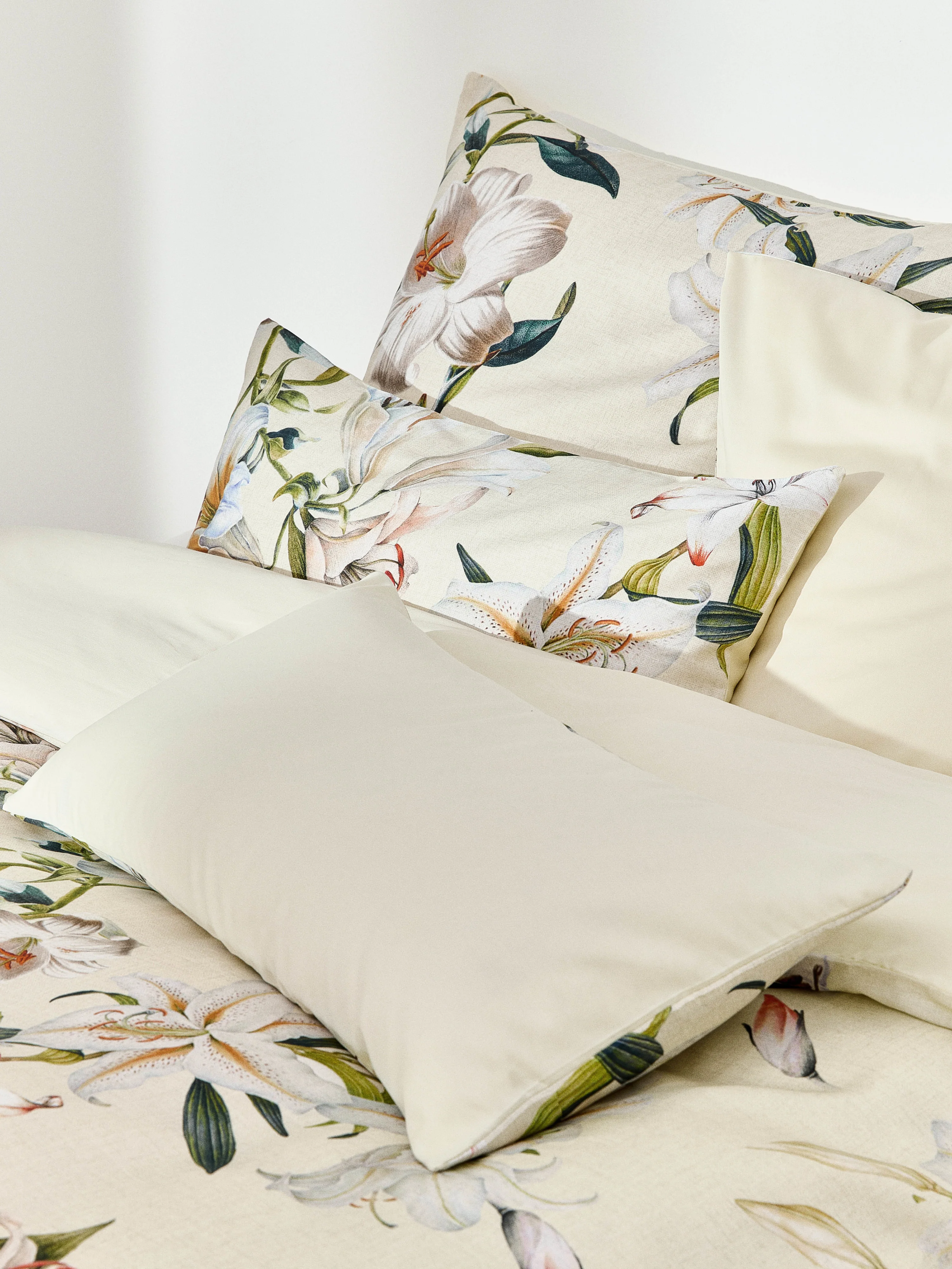 Baumwollsatin-Bettdeckenbezug Flori mit Blumen-Print