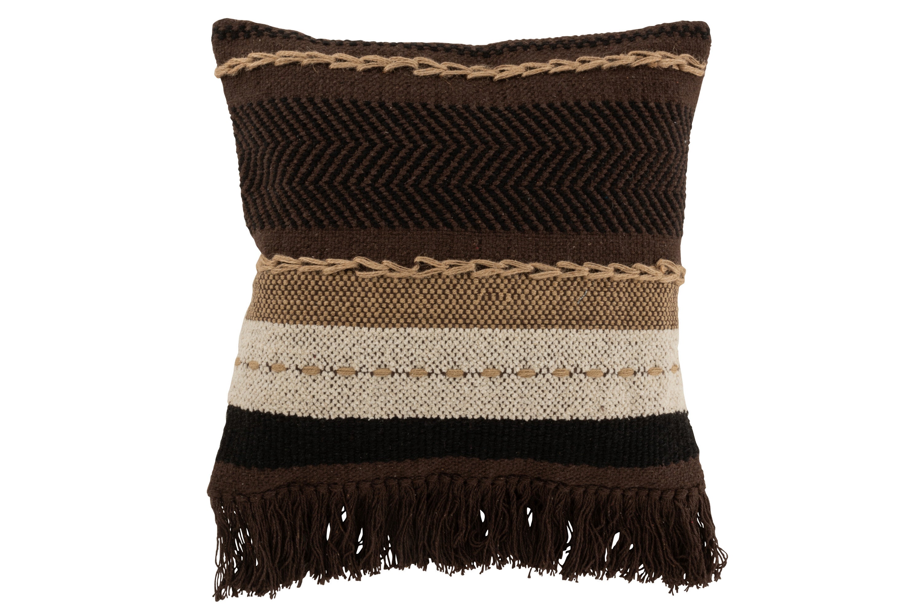 J-Line kussen Etnic - katoen - bruin/zwart/beige