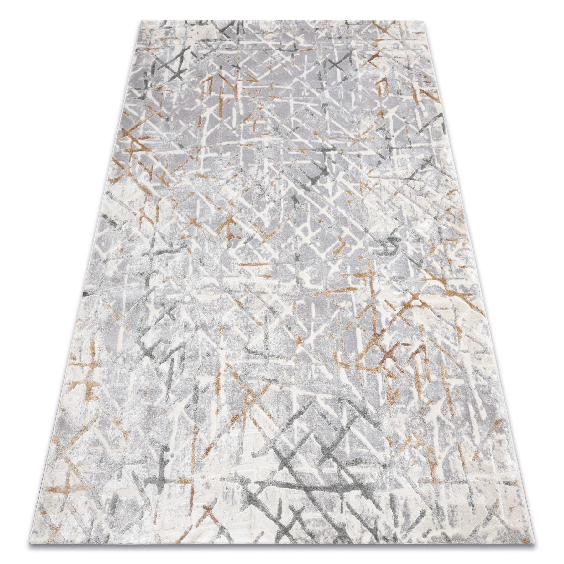Dywan AKRYL ELITRA 9964 Kratka przecierany szary / żółty 240x350 cm