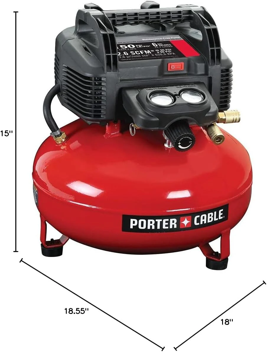 Air Compressor, 6-Gallon, Pancake, Oil-Free (C2002-ECOM)(Enhanced Packaging)