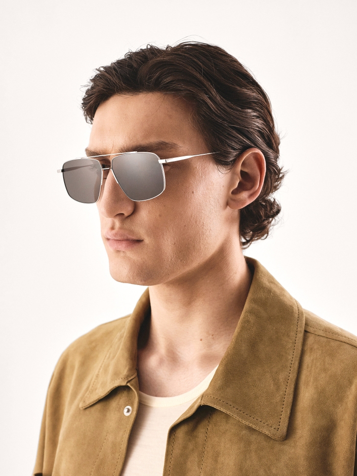 Glasses with silver frame and lenses