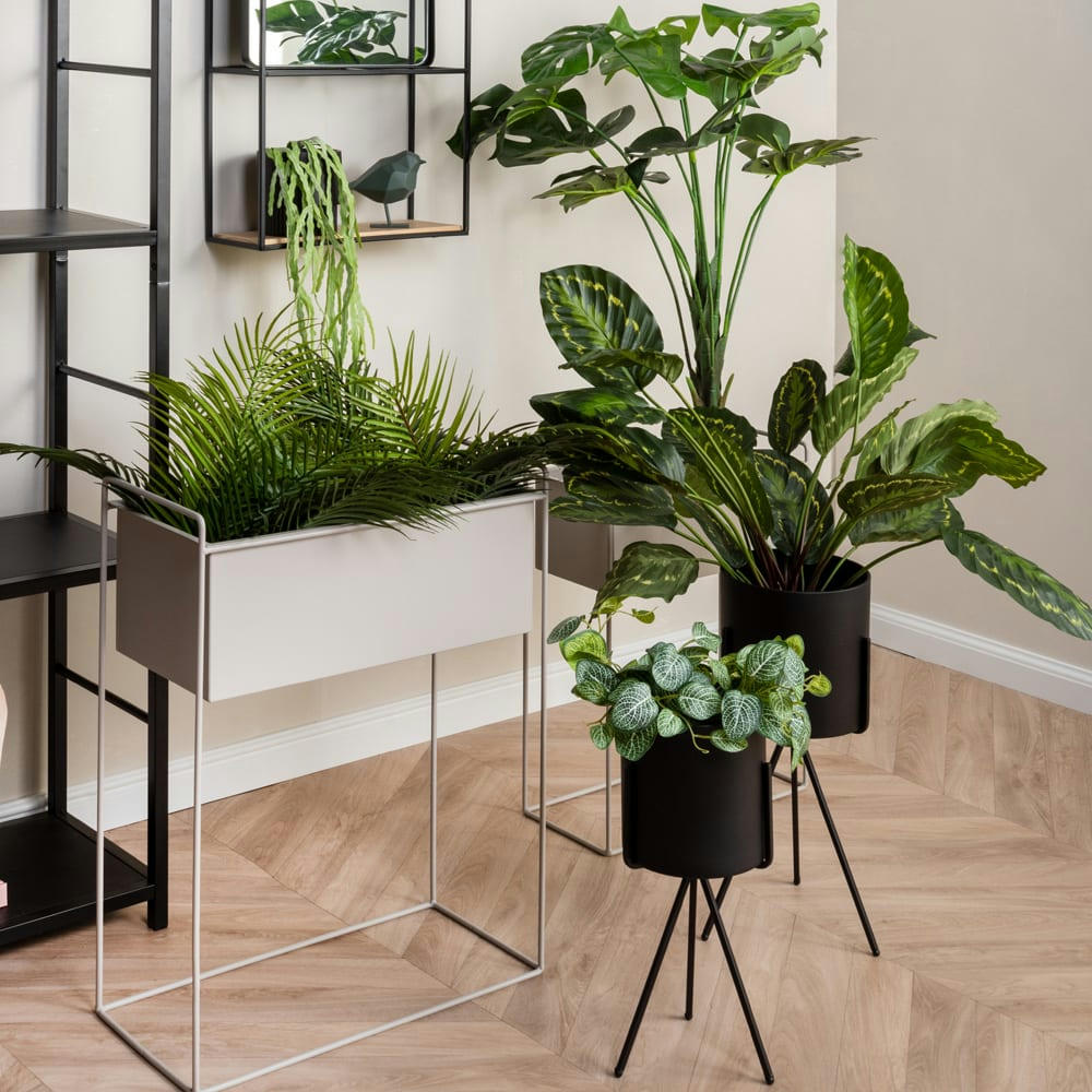 PEDESTRAL - Pot pedestal xl métal noir