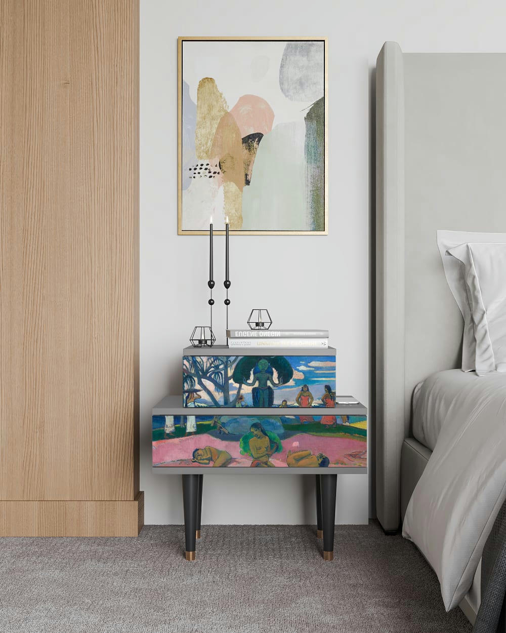 DAY OF THE GOD BY PAUL GAUGUIN - Table de chevet multicolore 2 tiroirs L 58 cm