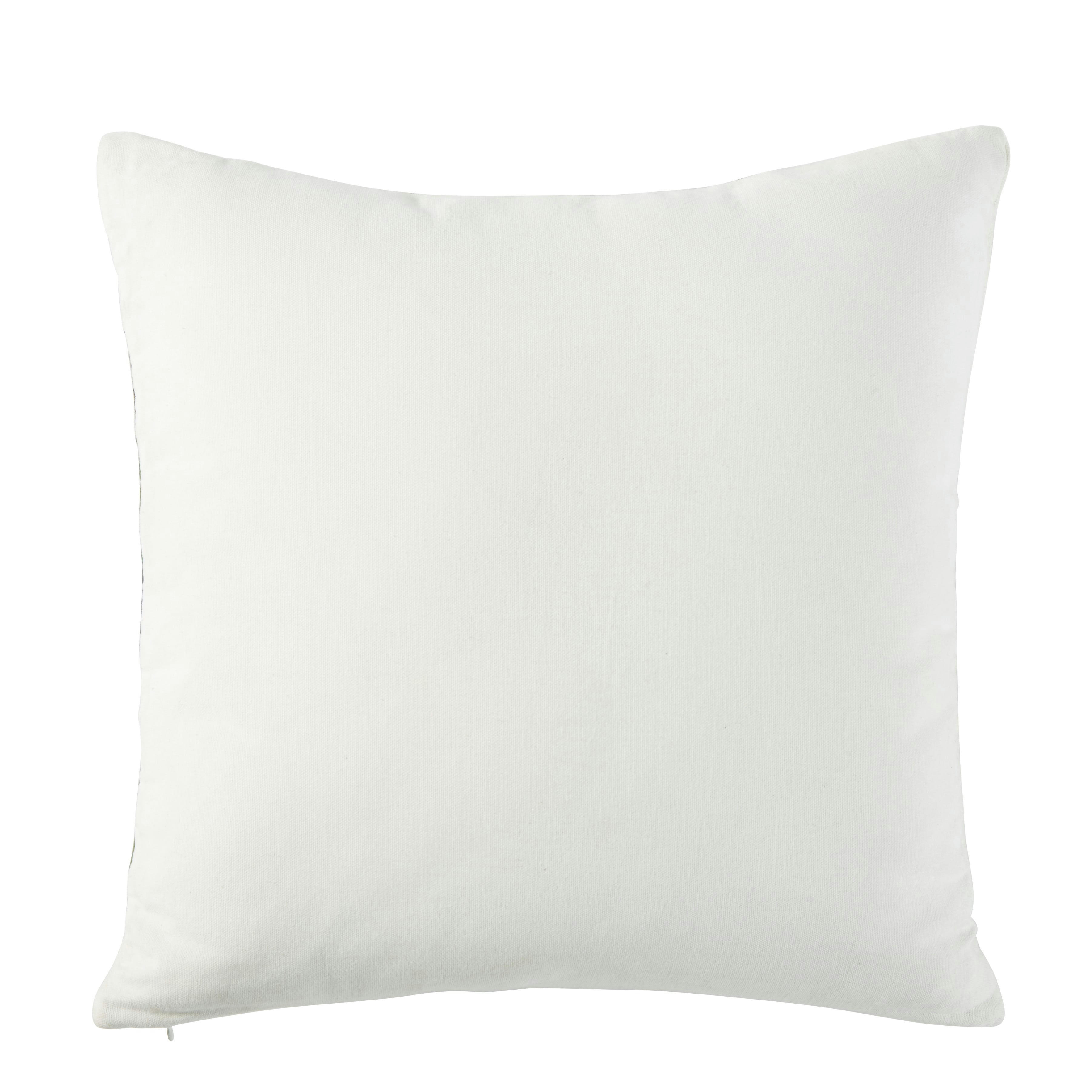 PALWAN - Coussin en coton écru motif piqué en relief feuille verte 45x45