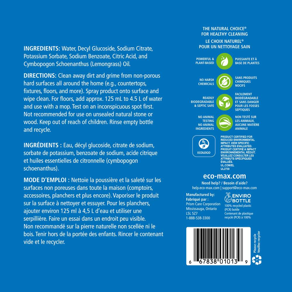 Eco-Max All Purpose Cleaner, 800-mL