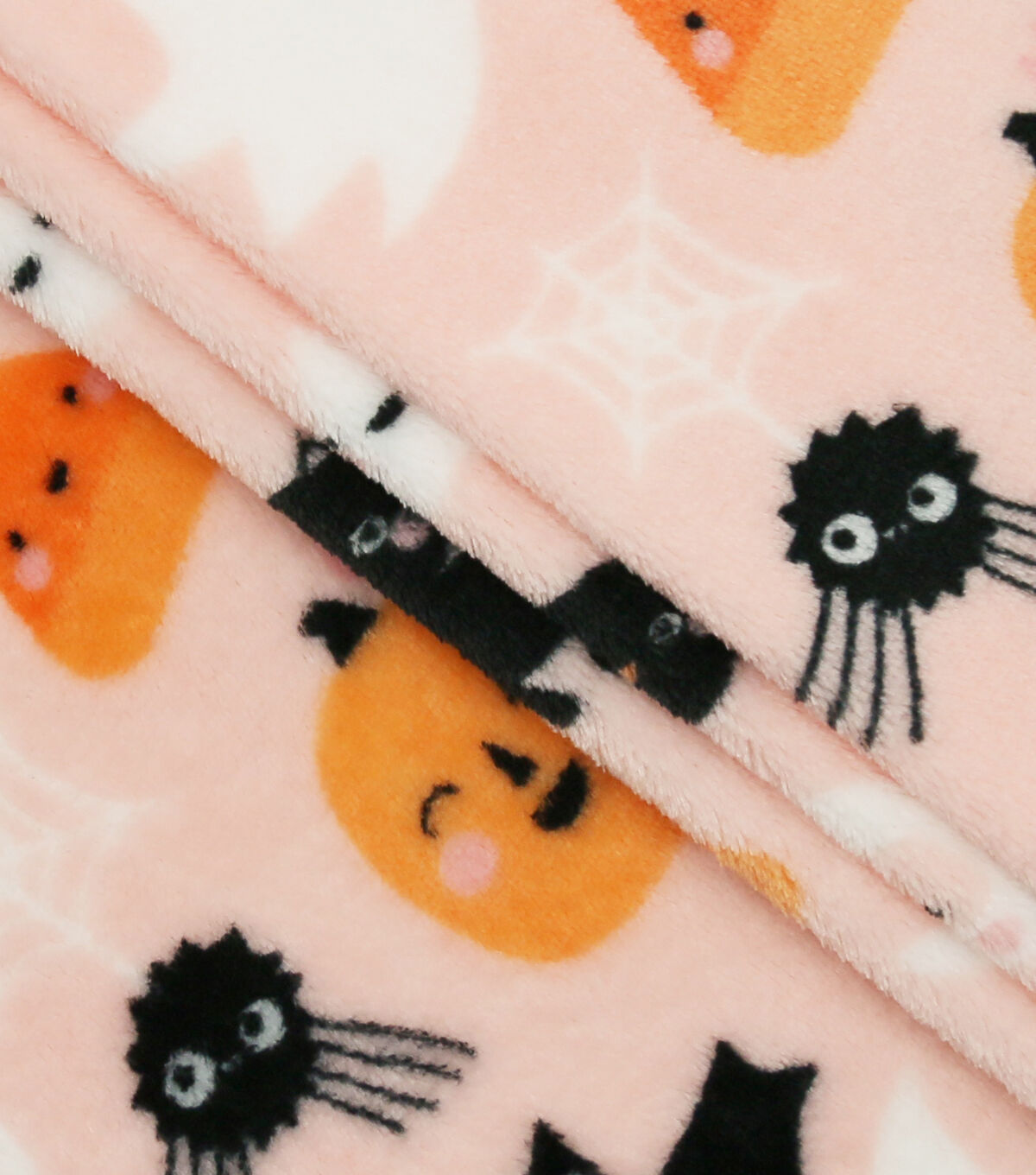 Halloween Icons On Pink Sew Lush Fleece Fabric