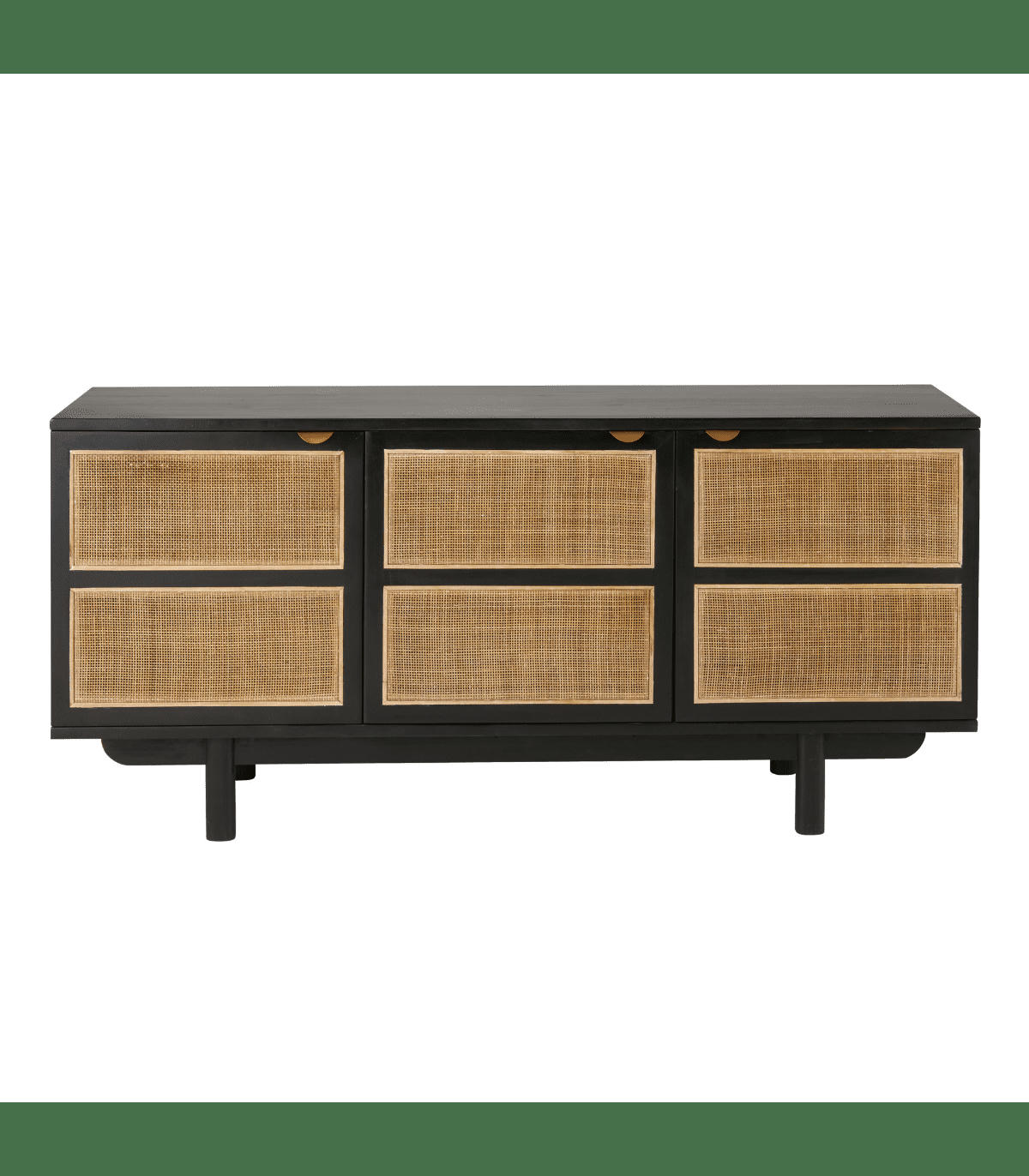 CALVI - Buffet noir 3 portes - L160 x H74 cm
