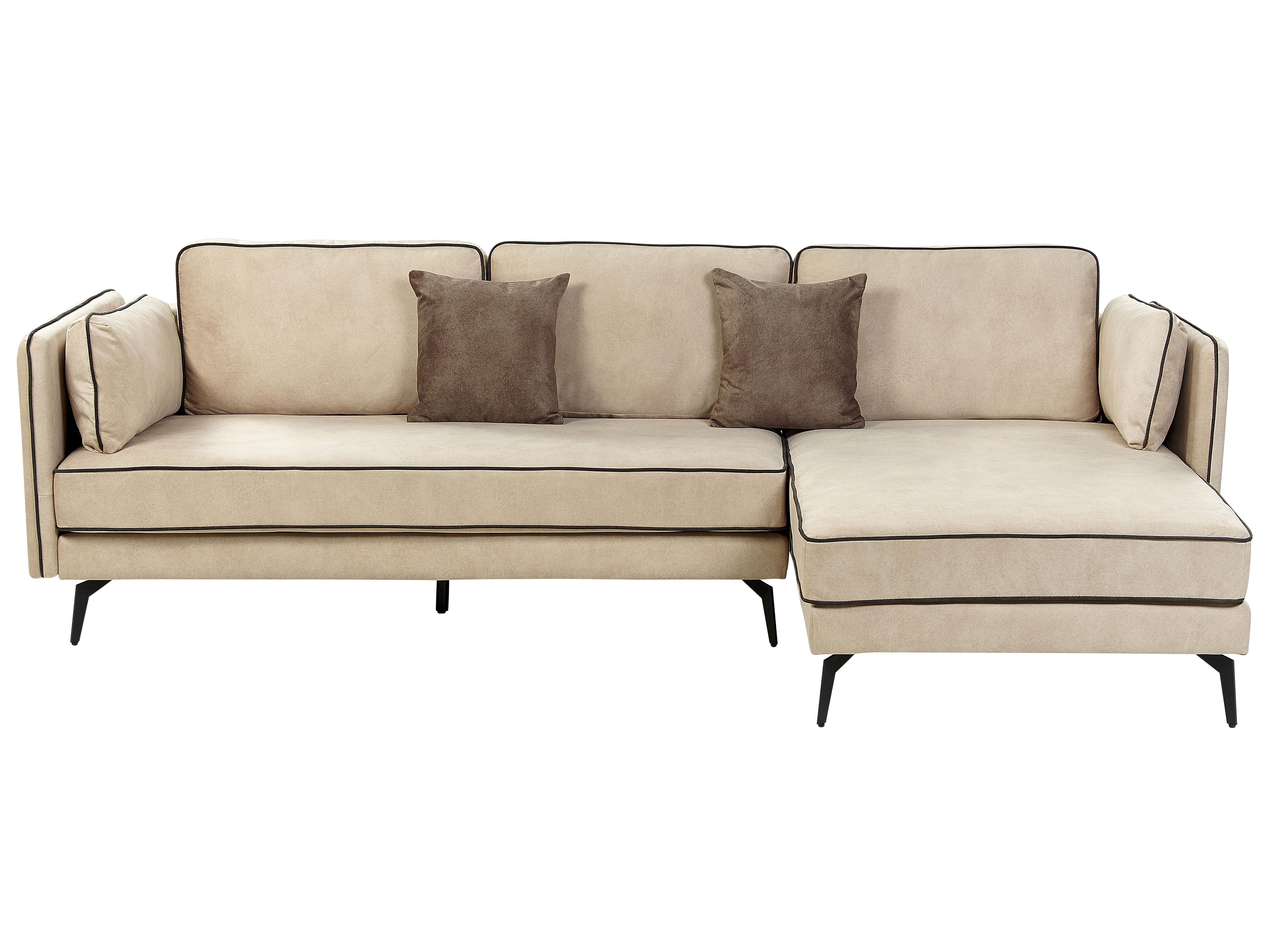Corner Sofa 3 Seater ALTAN Velvet Beige Left Hand