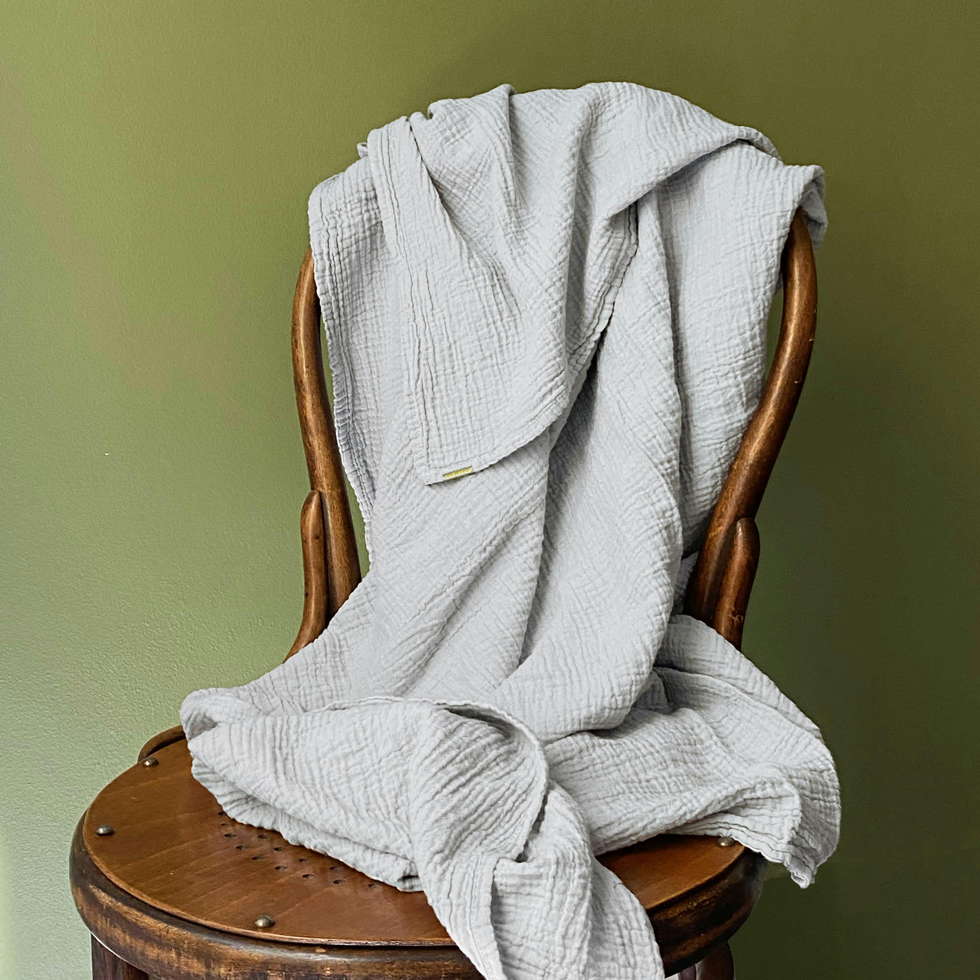 - Plaid en double gaze de coton 170x250 bleu subtil