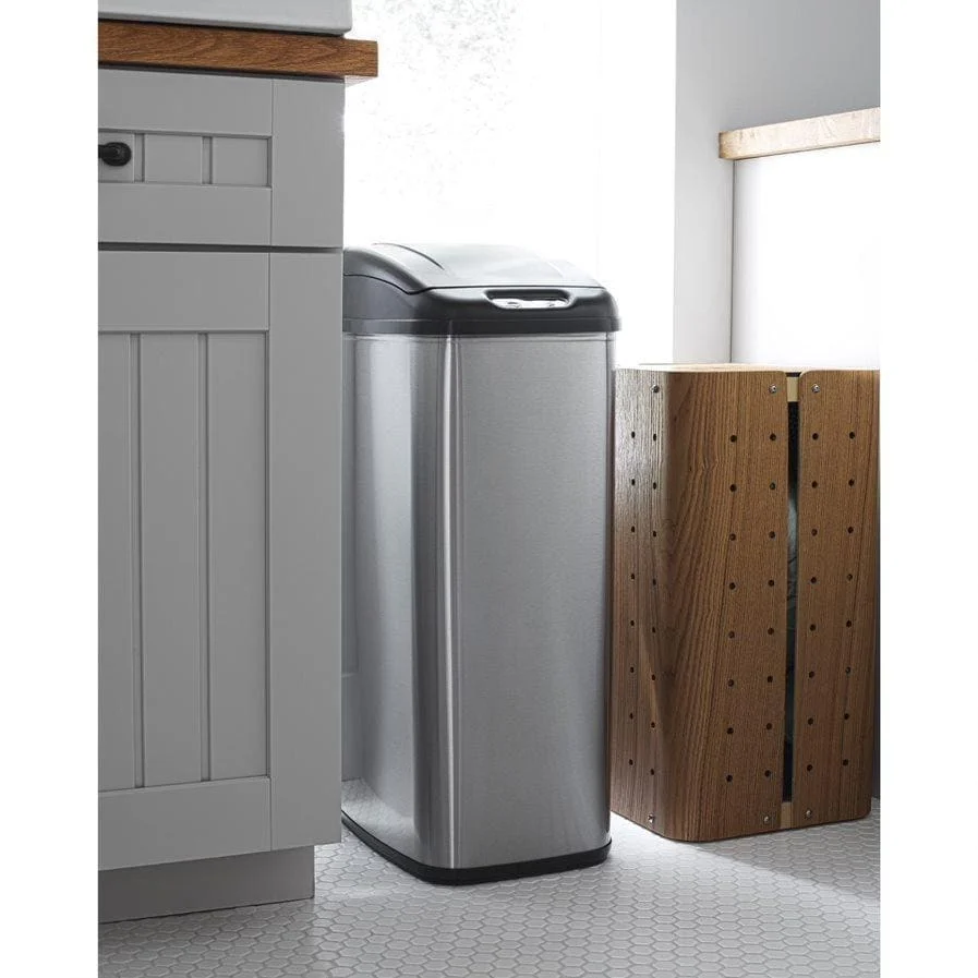 NINESTARS DZT-50-6 Stainless Steel 13.2-gal Motion Sensor Trash Can
