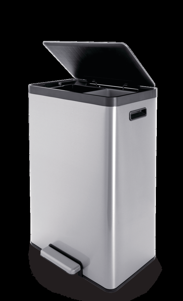 type A Stainless Steel Rectangular Dual Compartment Garbage Can, 2 x 20-L