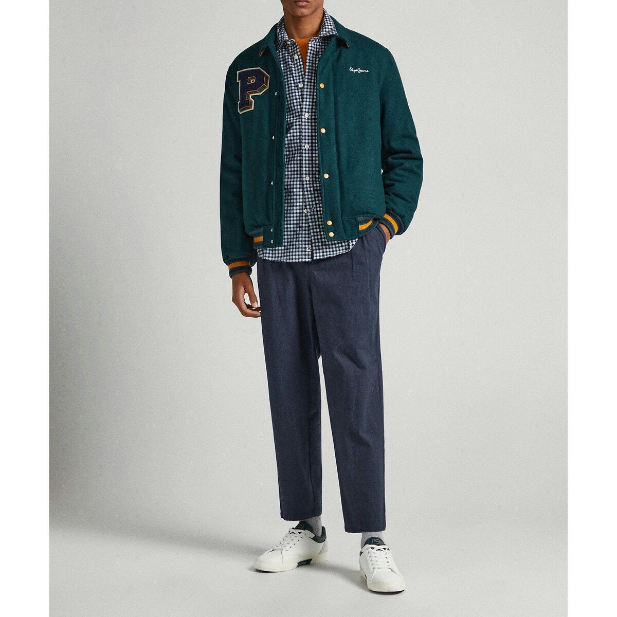 Blouson col chemise style universitaire