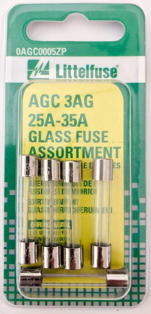 Littelfuse AGC 3AG 25A-35A Glass Fuse Assortment, 5-pk