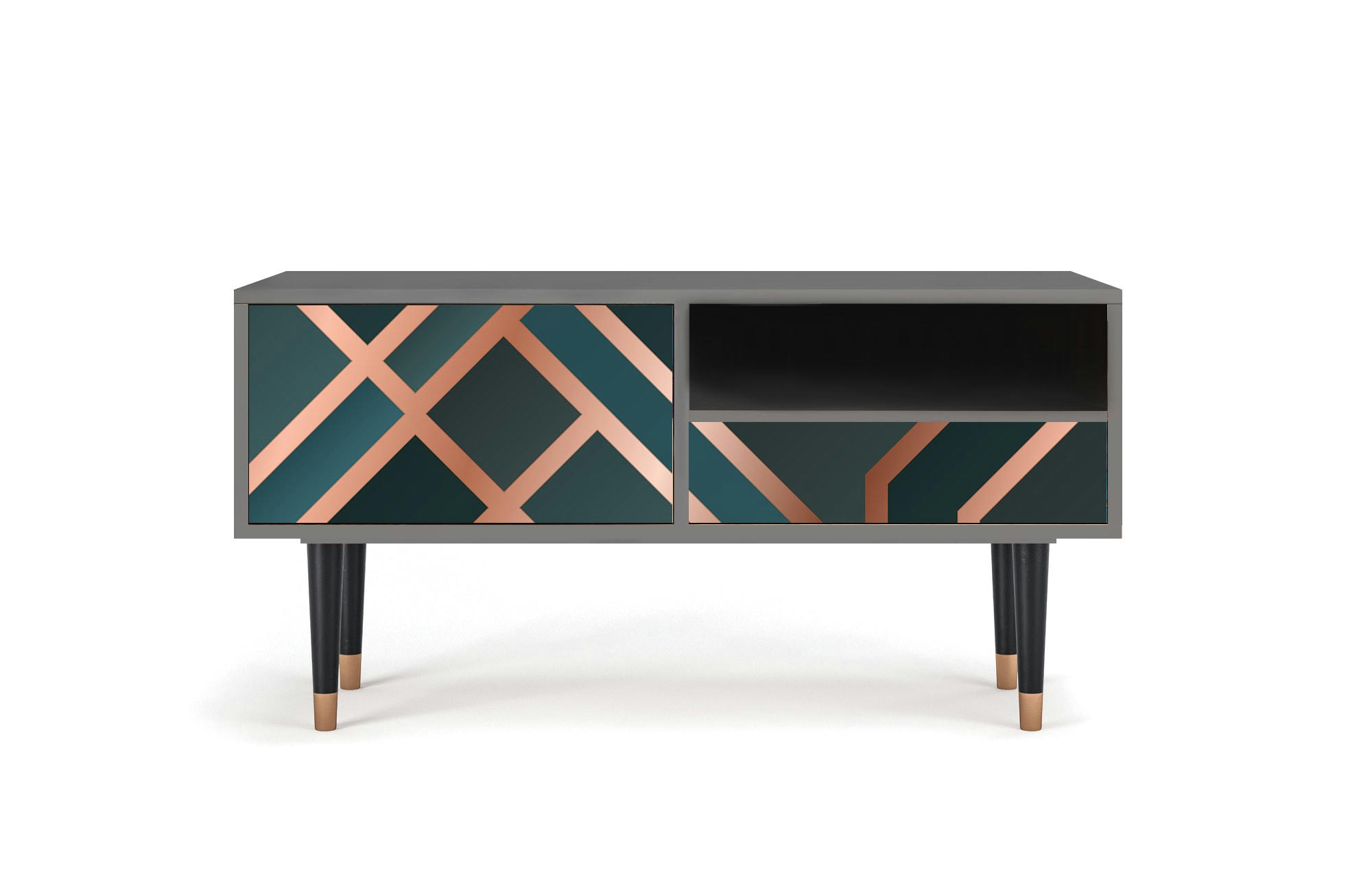 BRONZE CROSSROAD - Meuble TV  bleu-vert 1 tiroir et 1 porte L 115 cm