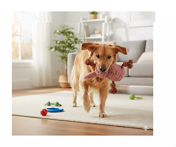 Lapin en peluche pour chien avec cordes et couineur
