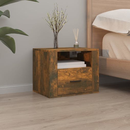 NNEVL Wall-mounted Bedside Cabinets 2 pcs Smoked Oak 50x36x40 cm