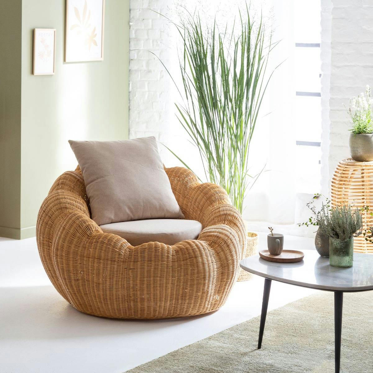 - Fauteuil en rotin marron 106 cm