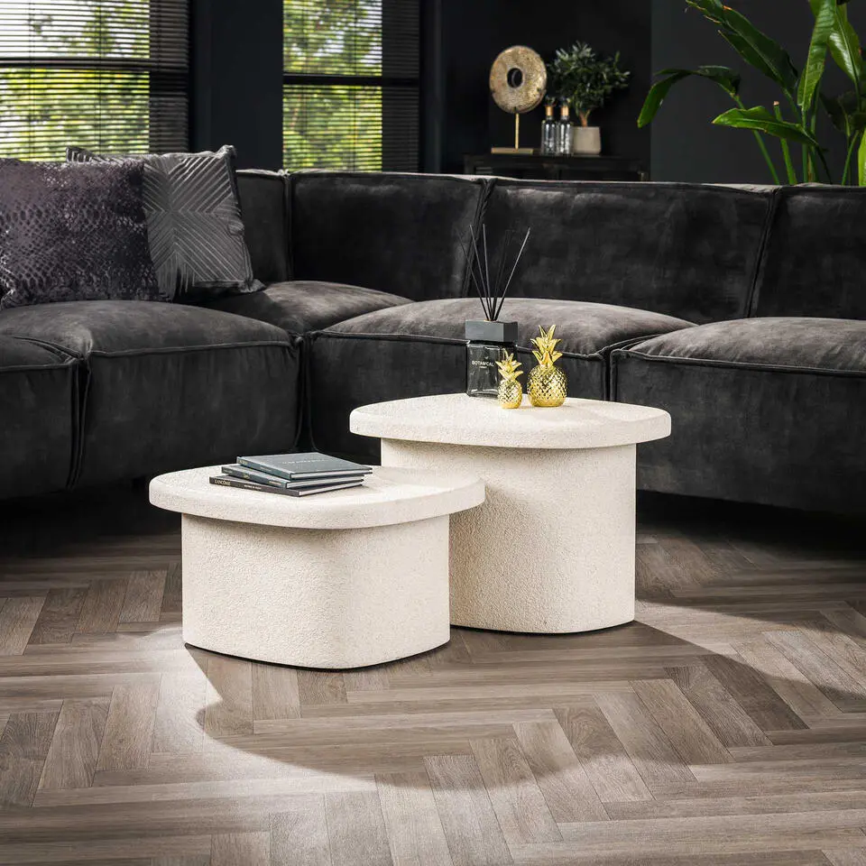 Salontafel Organisch - Beige Composiet - Set Van 2