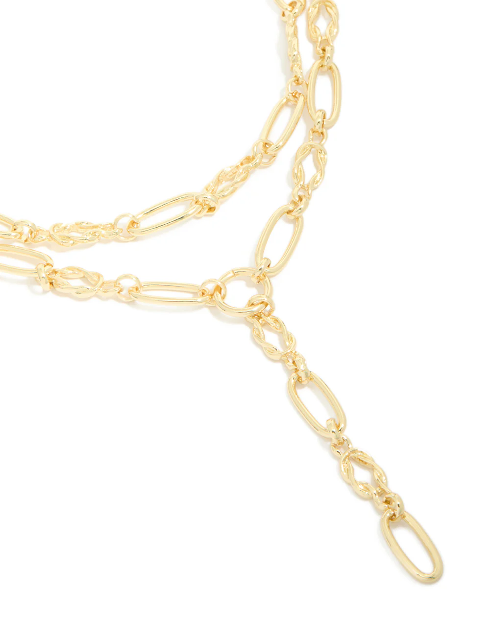 Gold Plated Chain Layered Knot Y-Necklace