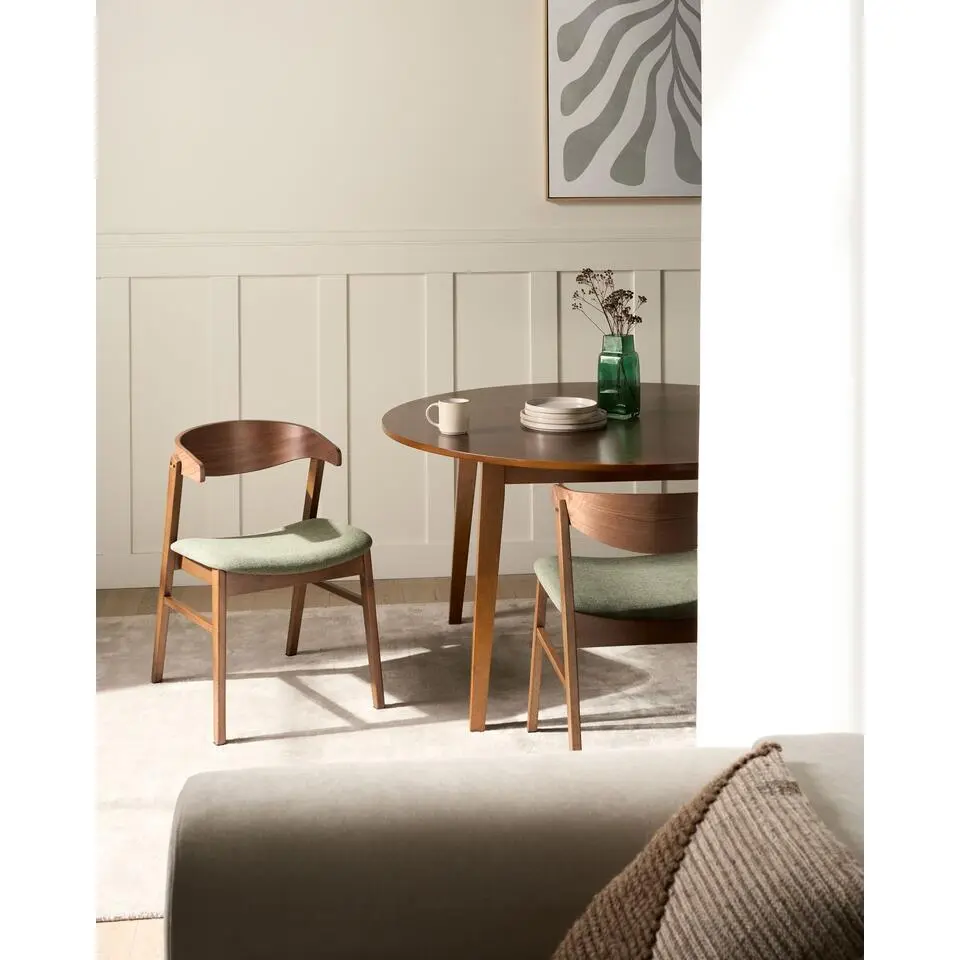 LILLY - Eetkamerstoel set van 2 - Donkerbruin/Groen - Polyester