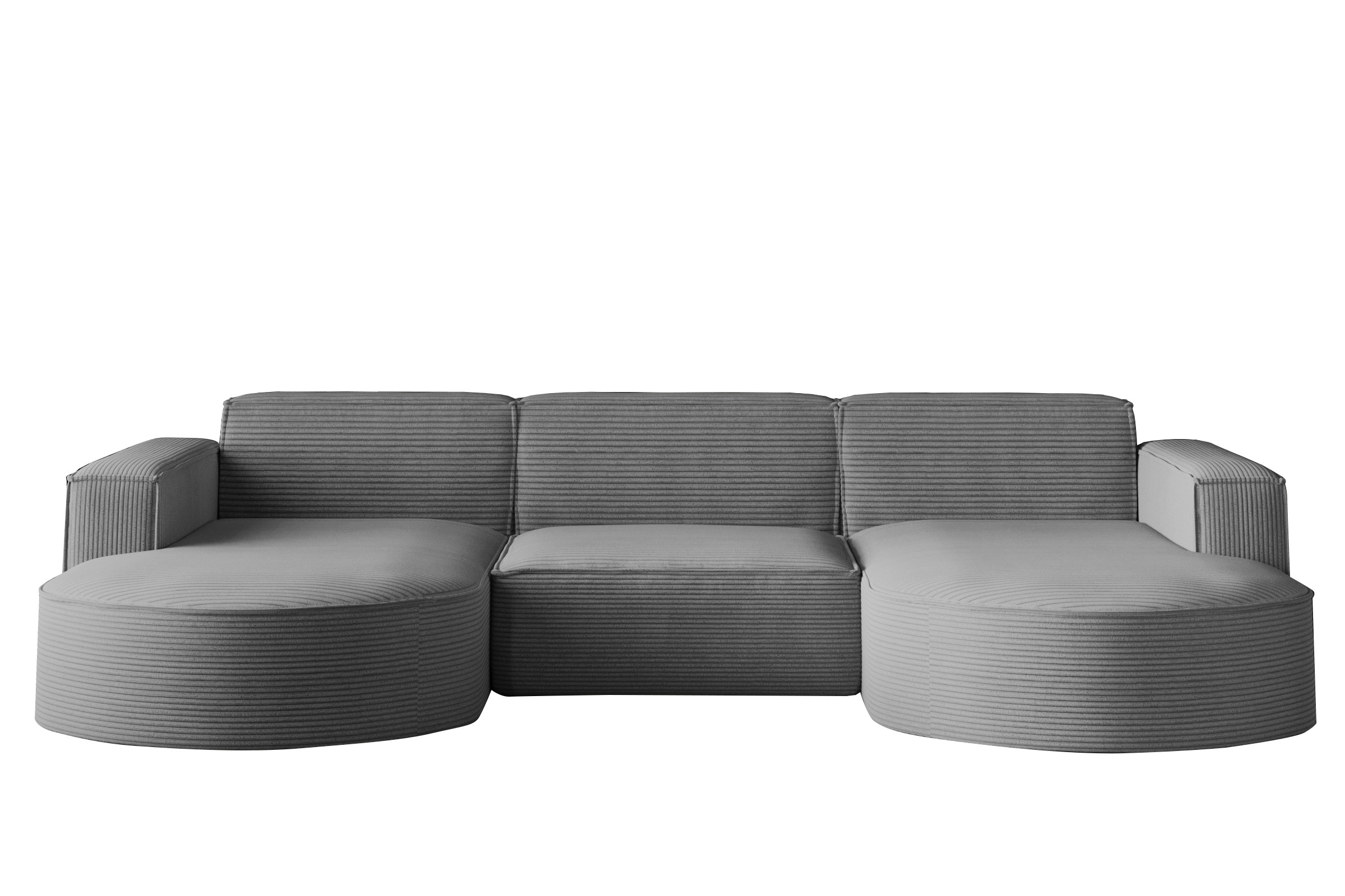 Sofa w kształcie U MODENA, tkanina Poso, Srebrny